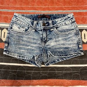 Low rise jean shorts